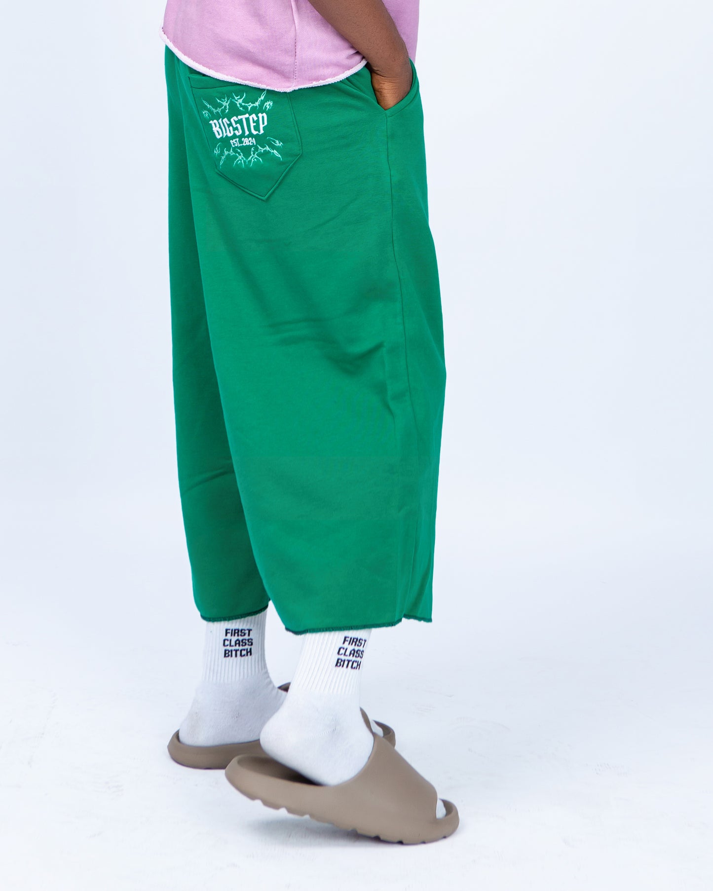 Big Step Crop Joggers in Green