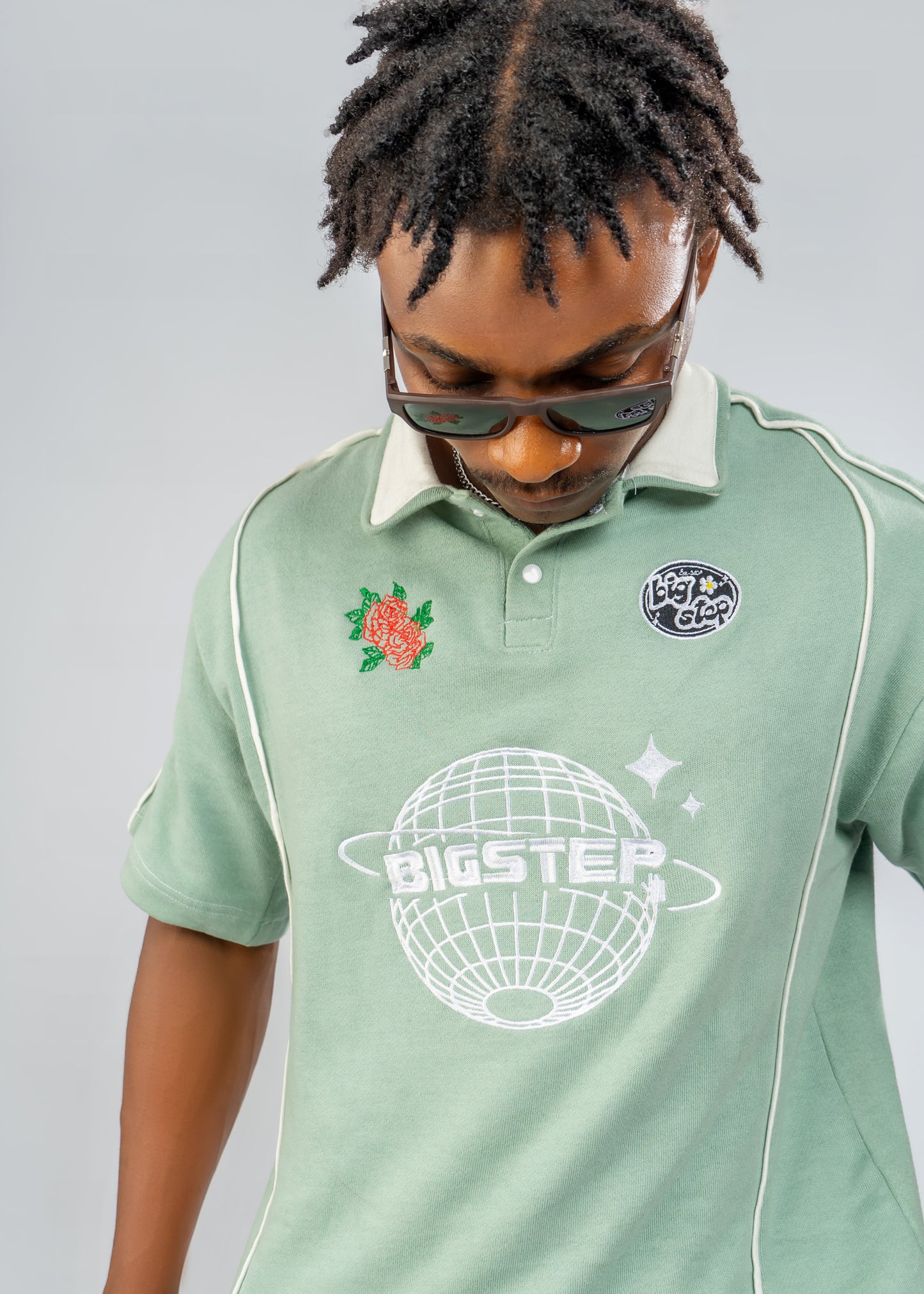 Big Step Embroided Dark Mint Polo Shirt