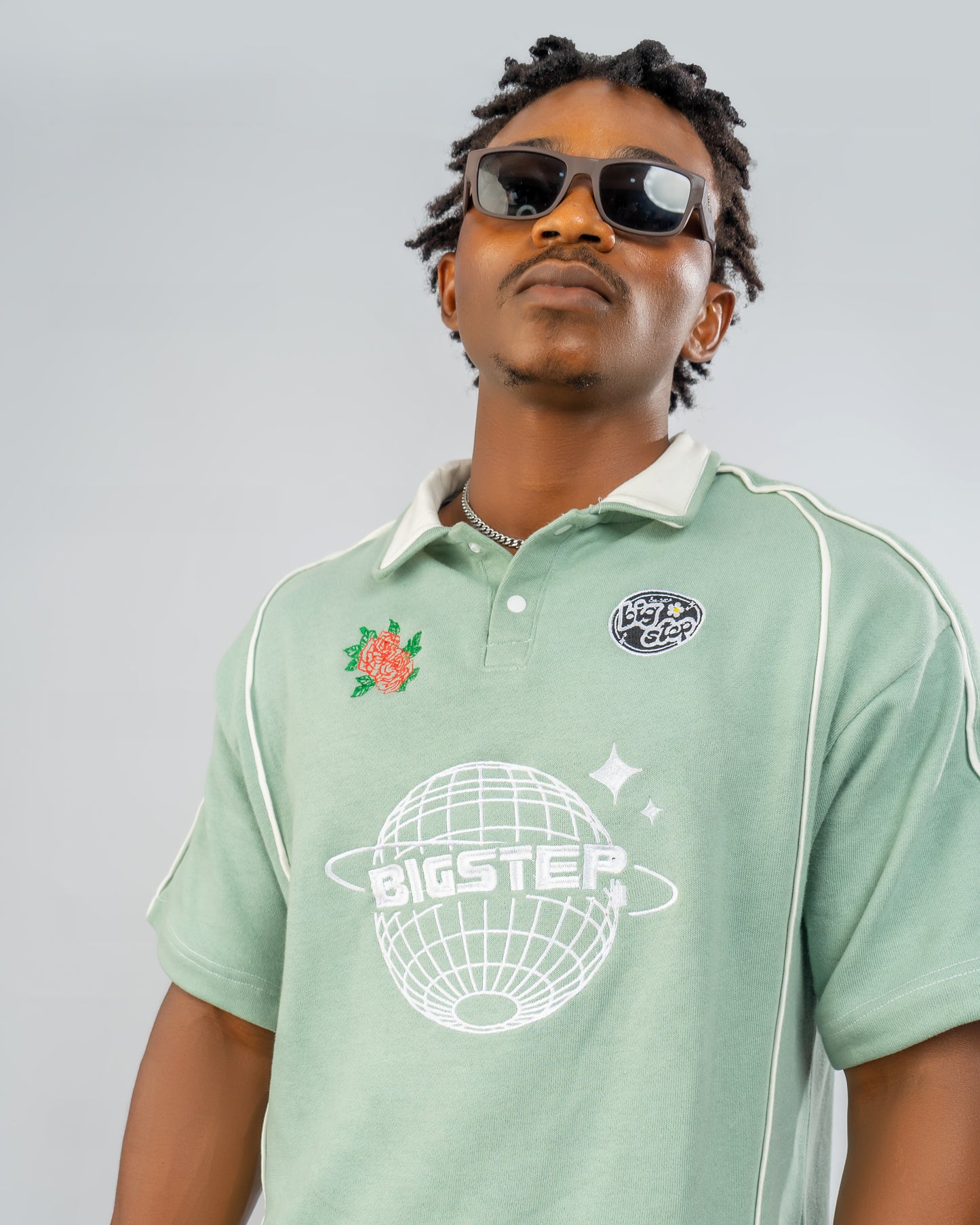 Big Step Embroided Dark Mint Polo Shirt