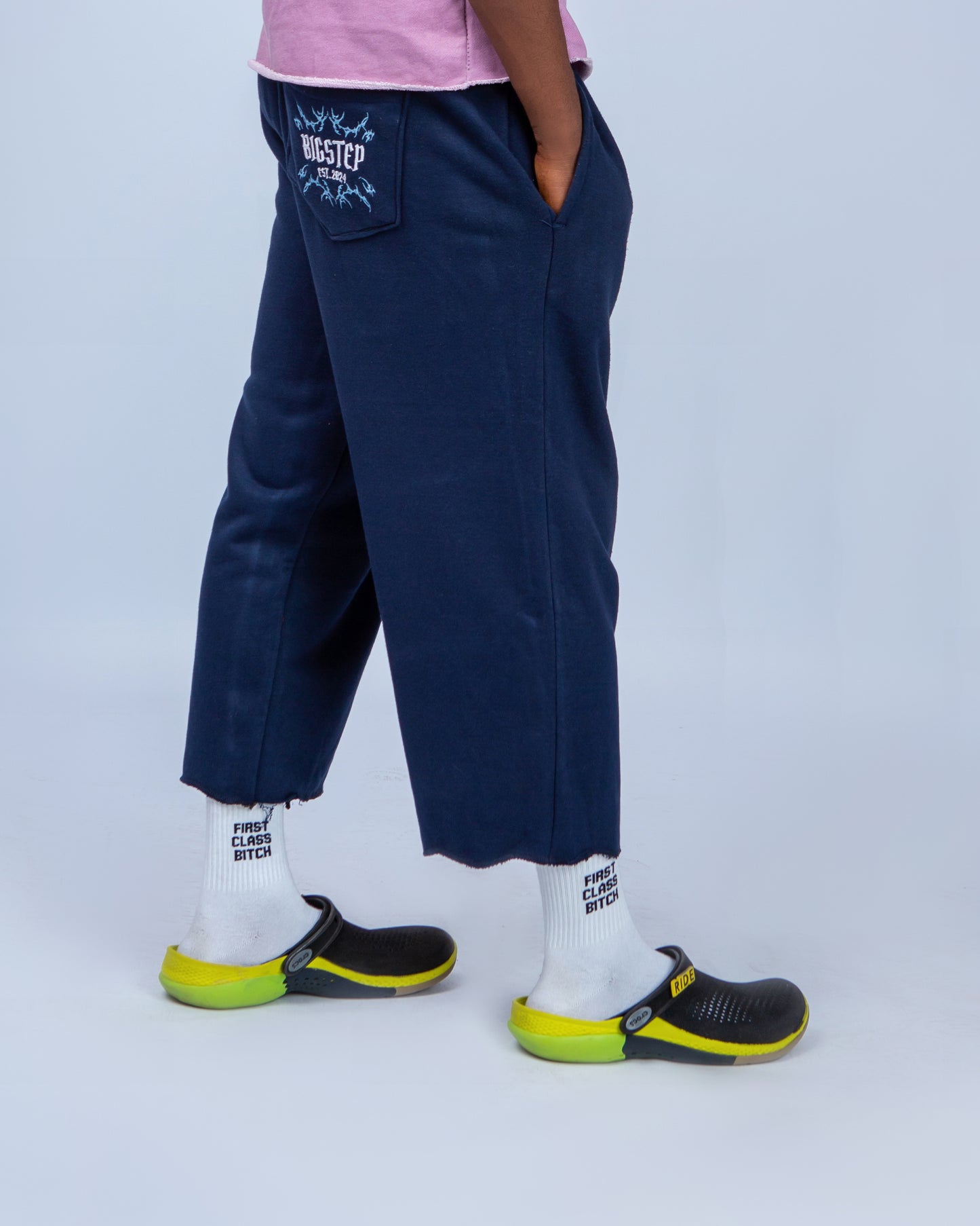 Big Step Crop Joggers in Blue